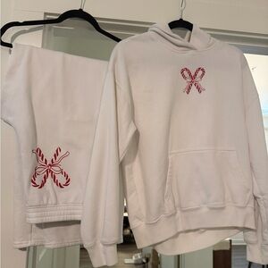 Hollister White Hoodie with Red Accents